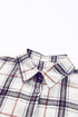 White Oversized Plaid Pattern Shacket With Slits